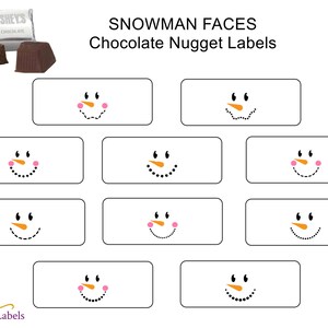 Snowman Chocolate Nugget Labels - 10 Snowman Face Stickers - Christmas ...
