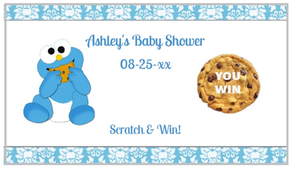 Cookie Monster Scratch Offs Baby Shower Game Cookie - Etsy