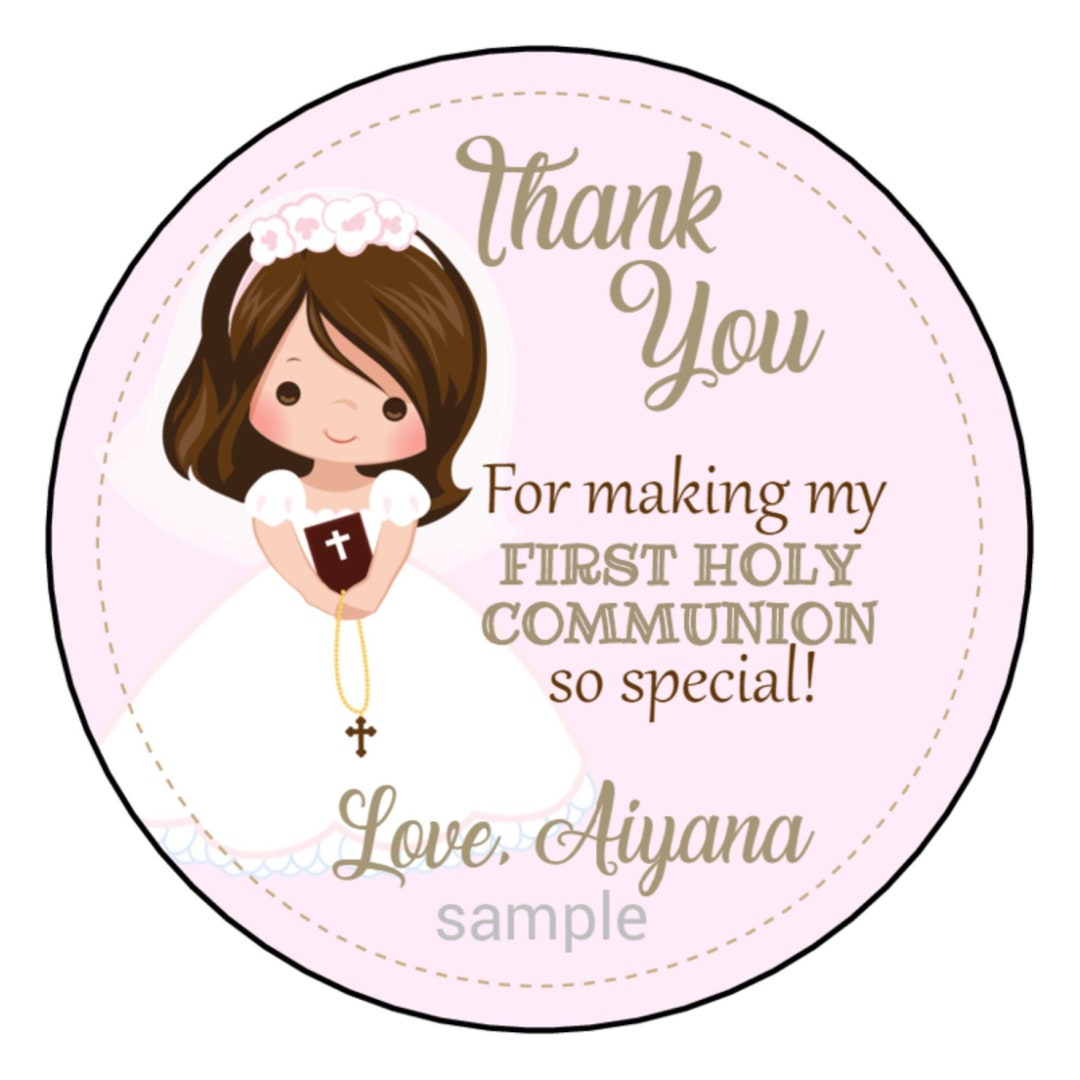 Girls First Communion Party Favor Stickers - Party Favor Labels - 12 ...