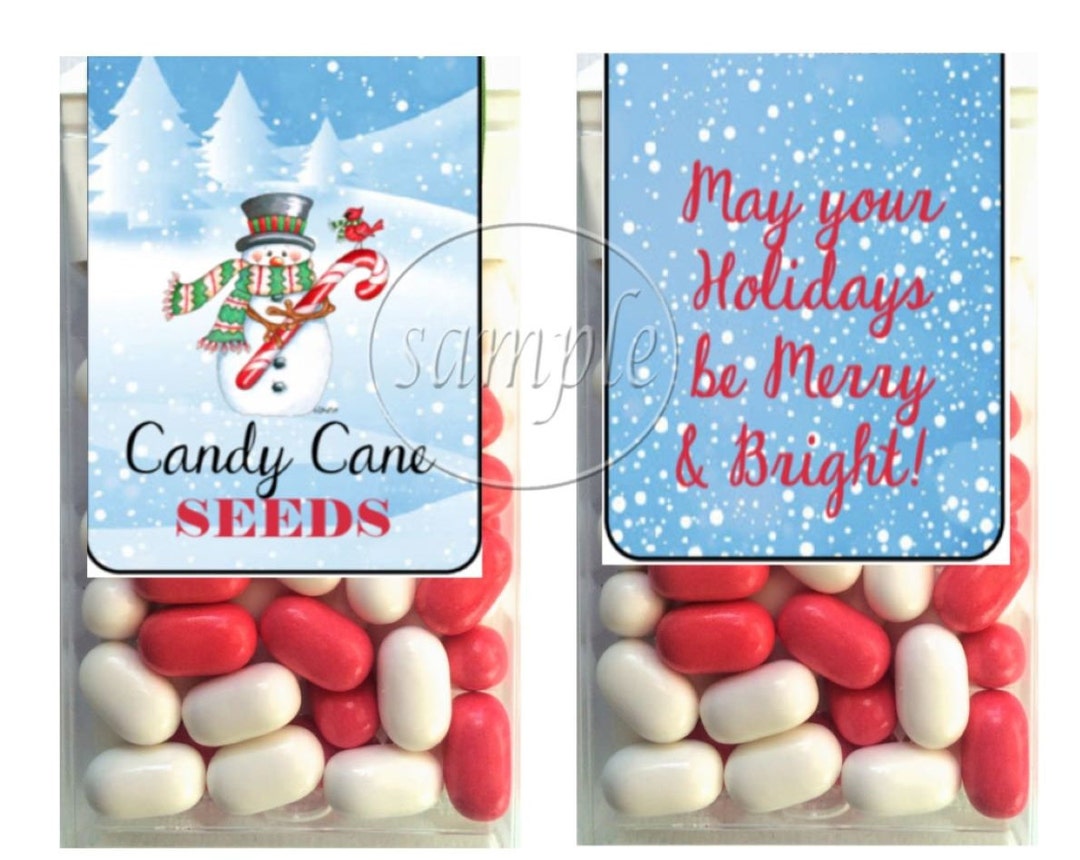 Snowman Tic Tac Labels Candy Cane Seeds Christmas Party Favors Stocking