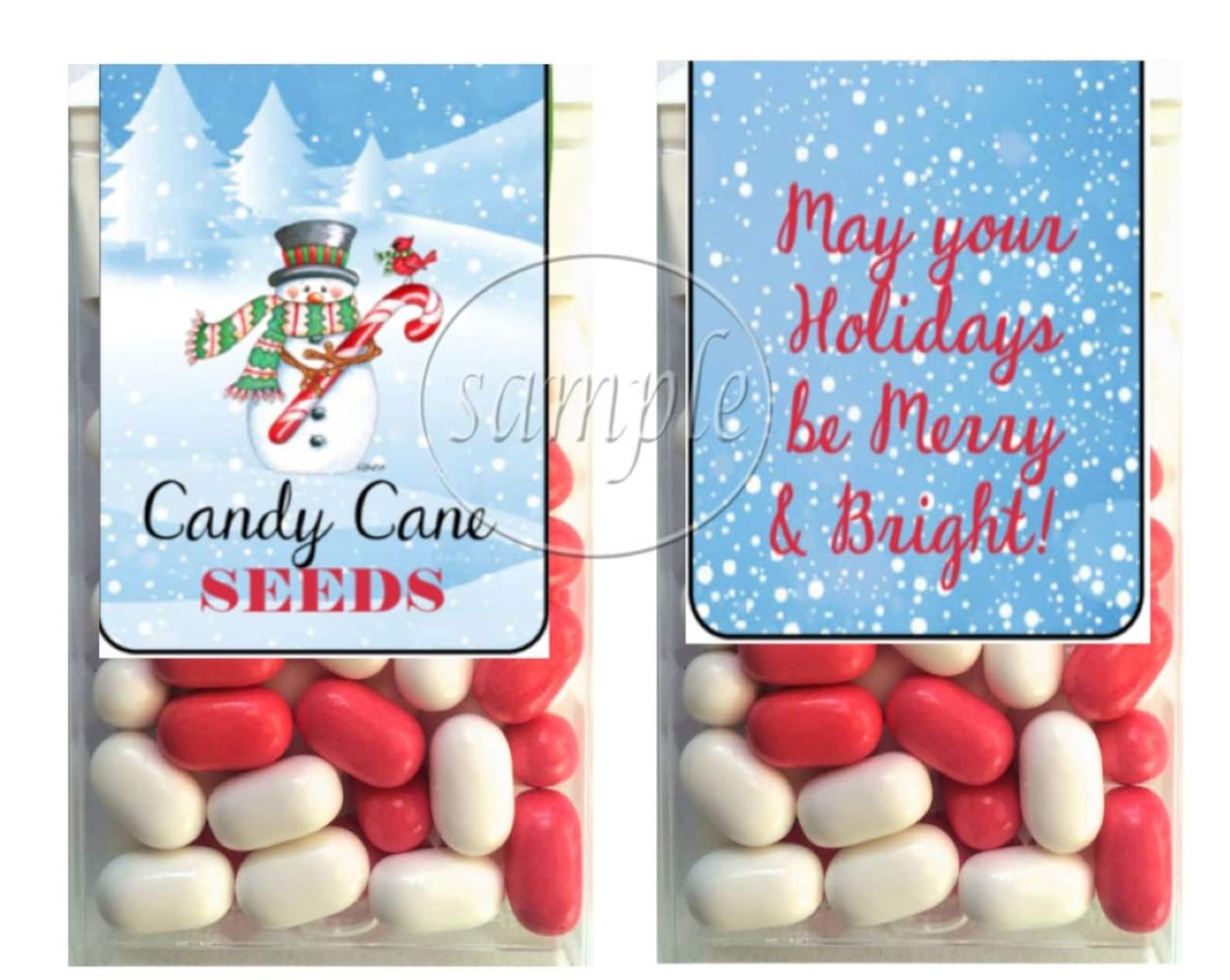 Snowman Tic Tac Labels Candy Cane Seeds Christmas Party Etsy