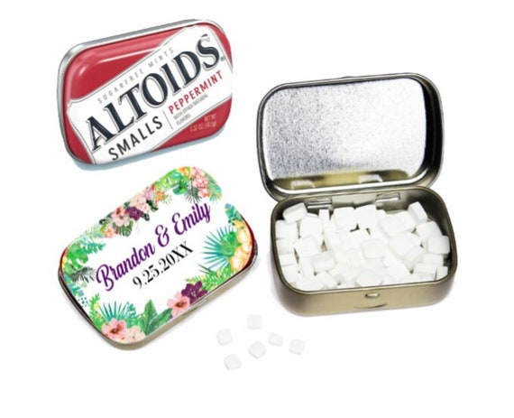 Tropical Altoids Smalls Mini Tin Labels - Tropical Wedding Favor Labels -  Bridal Shower - Anniversary Mint Tin Labels - 48 CT Printed Labels