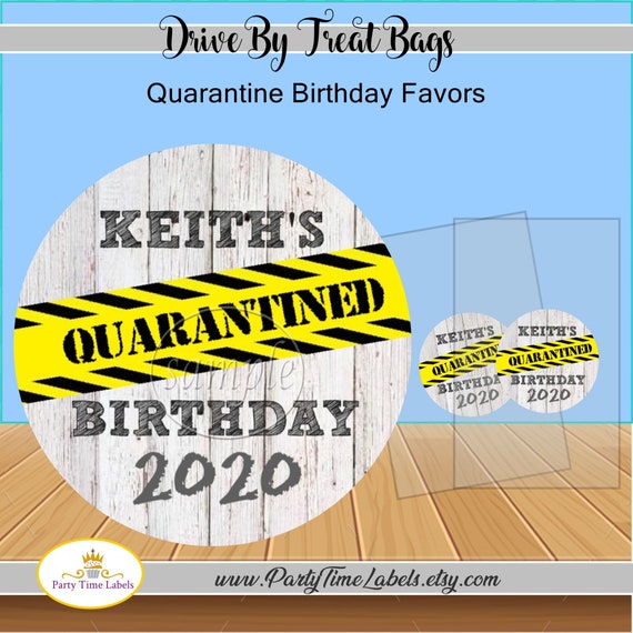 Printed Labels Drive Thru Social Distancing Favors Red Truck Quarantine Party Bags 18 SETS Drive By Birthday Stickers /& Treat Bags