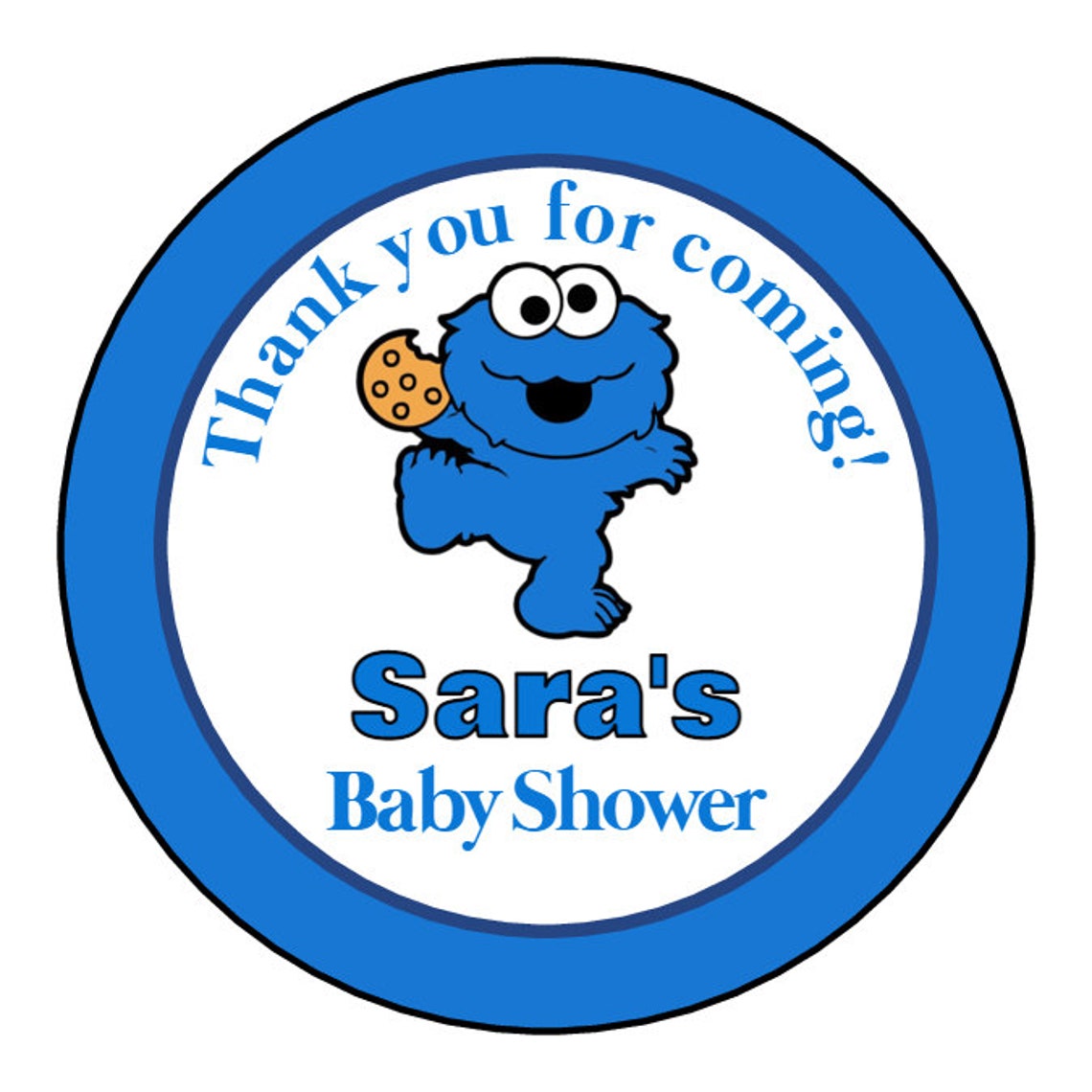 Cookie Monster Baby Shower Party Favor Labels Birthday Etsy
