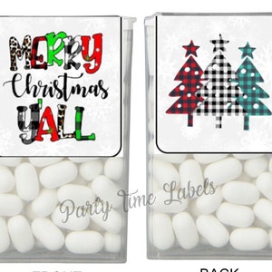 Merry Christmas Yall Tic Tac Labels - Christmas Stocking Stuffers - Christmas Party Favors - Personalized Party Favors - 14 Printed Labels