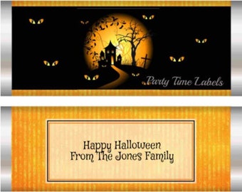 Eyes of the Night Halloween Candy Wrappers - Halloween Party Favors - Personalized Party Favors - 12 Printed Hershey Bar Wrappers