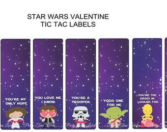 Star Wars Tic Tac Labels - Valentine Party Favors - Birthday Favors - Wedding Favors - 14 CT Printed Labels