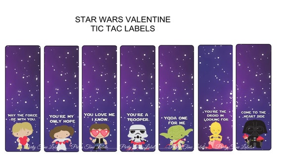 Star Wars Tic Tac Labels - Valentine Party Favors - Birthday Favors - Wedding Favors - 14 CT Printed Labels