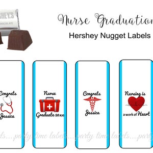 Nurse Graduation Party Favors, Chocolate Nugget Labels, Nurse Stickers, Personalized Party Favors - 30 CT Printed Labels