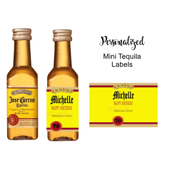 MINI Tequila Bottle Labels - Liquor Bottle Stickers - ANY Age Birthday  Party Favors - Bachelorette Party Favors - 18 Printed Labels