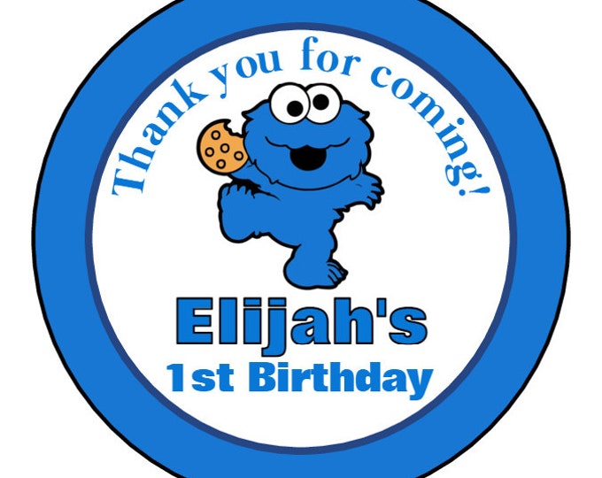 Cookie Monster Birthday Party Labels Birthday Party Stickers Cookie ...