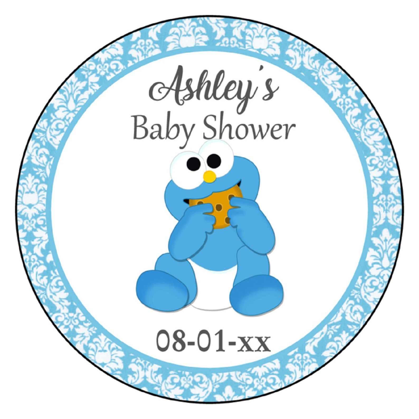 Cookie Monster Personalized Labels Baby Shower Favor Labels - Etsy