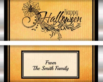 Halloween Candy Bar Wrappers - Halloween Party Favors - Hershey Bar Wrappers - Personalized Labels - 12 CT Printed Wrappers