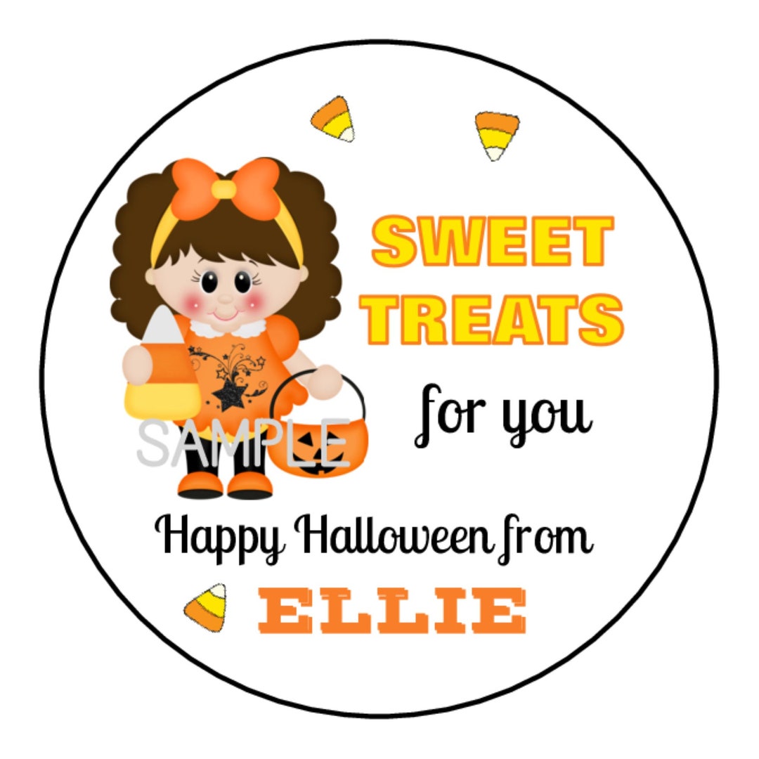 Halloween Treat Bag Stickers Candy Corn Girl Halloween Etsy