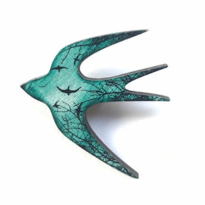 Bird Pin, Bird Brooch, Swallow Brooch, Swallow Pin, Swallow Jewelry, Flying Bird Jewelry, Swallow Gift, Gift For Her, Girlfriend Gift