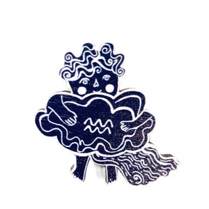 Aquarius zodiac brooch, Astrological Pin