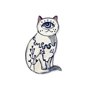 Zyklop Katze Brosche, Ungewöhnliche Katze Pin, Geschenk für Katzenliebhaber
