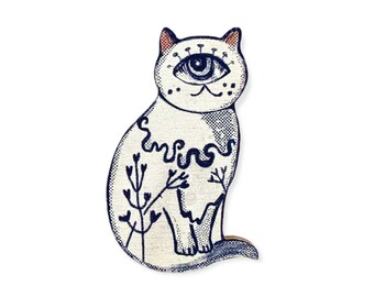 Cyclops Cat Brooch, Unusual Cat Pin, Cat lover gift