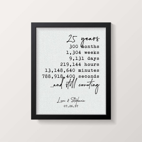 Personalized 25th Anniversary Gift for Wife | 25 Year Anniversary Gift for Husband | Anniversary Gift for Dad and Mom | Cotton Fabric Print
