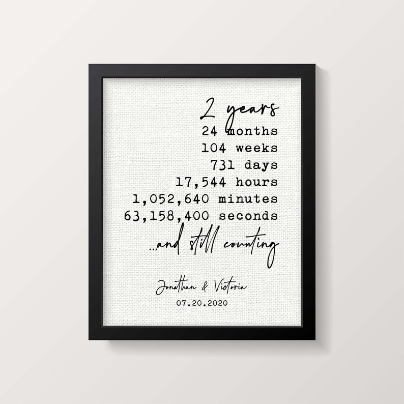 Cotton Anniversary Gift for Her Personalized Wedding Anniversary Gift Special Someone Gift Cotton Fabric Print 2 Years Together image 1