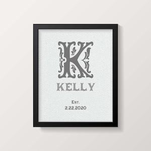 Cotton Anniversary Gift for Her | Modern Monogram Print | 2nd Anniversary Gifts | 2 Year Anniversary Gift | Newly Married Gift