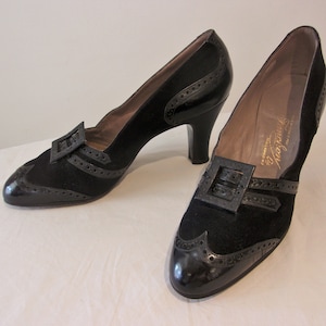Superb 1930s black high heels w/spectator trim US 6 narrow / UK 4 narrow