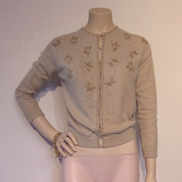 Darling 1950s beaded cardigan Bust 34" lovely beadwork and colours