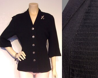 Fab 1940s fitted lightweight rayon jacket w/ pintuck front Bust 35"-36"