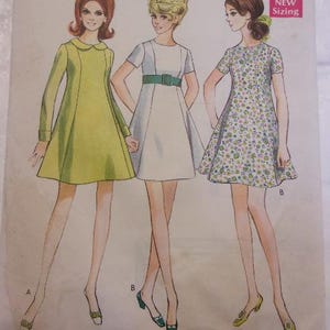 Dolly bird 1968 dress pattern w/high waist Bust 34&quot; Original Paper Pattern