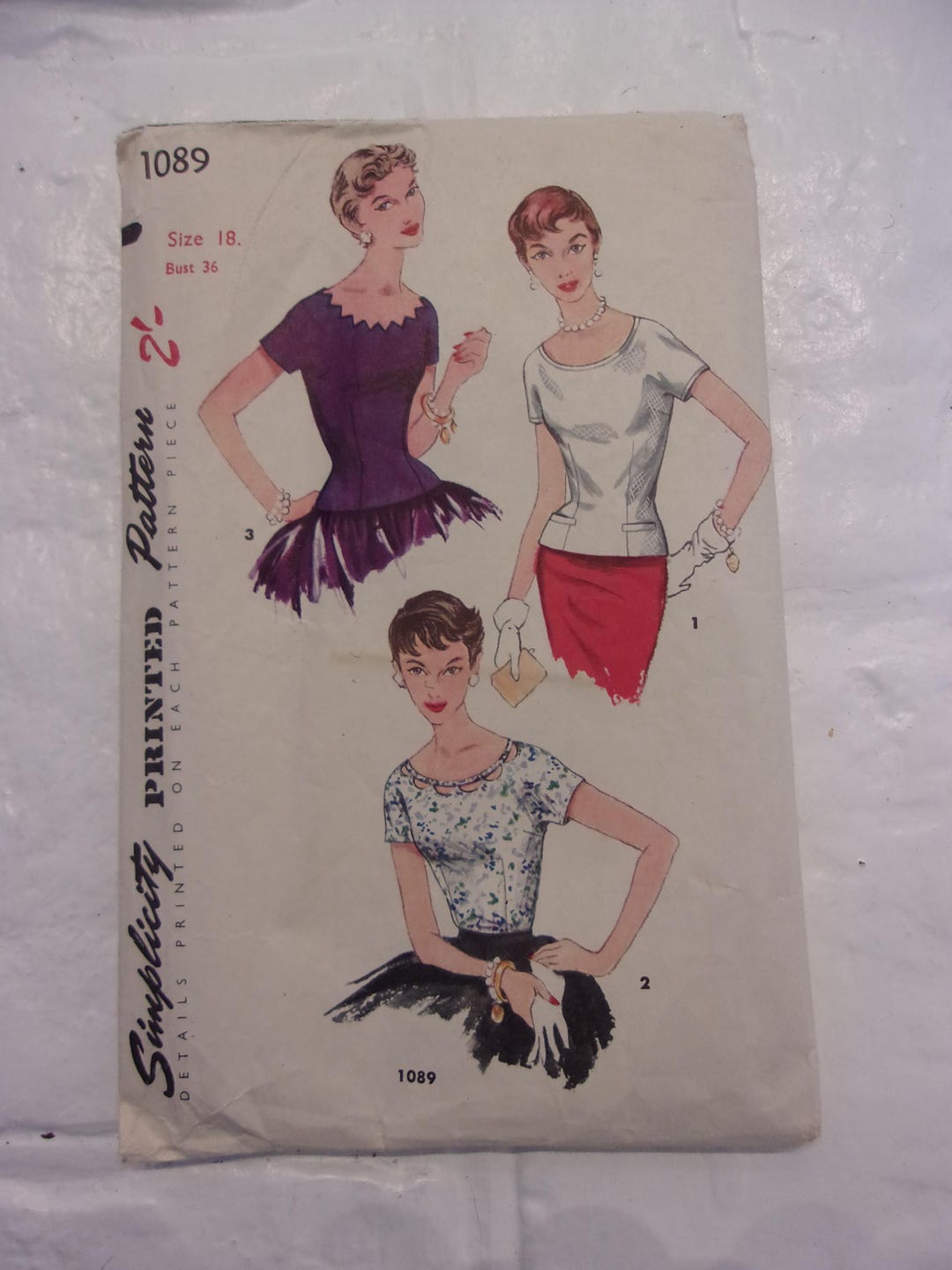 Style Falcon Patterns Fab 1955 Fitted Blouse Pattern W/detailed Neckline Options Bust 36 ...