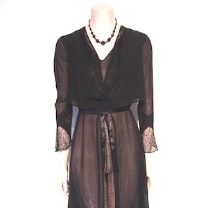 Exquisite 1930s sheer rayon cocktail dress w/lace panels, faux bolero Bust 32&quot;-33&quot; petite Must C
