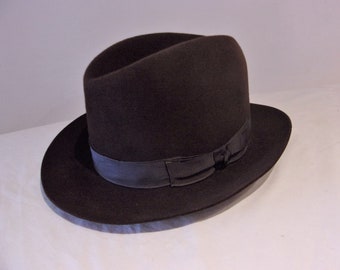 Swank vintage men's brown felt fedora Small- Extra Small size French 1940s 1950s