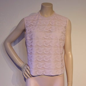 Sweet 1960s pink lace sleeveless top Bust 38&quot;-39&quot;