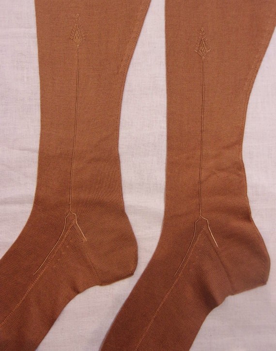Grand antique cotton seamed stockings w/embroider… - image 4