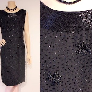 Wunderschönes glitzerndes Cocktailkleid frühe 1960er Jahre Büste 100-102cm