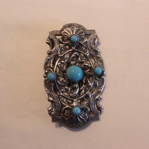 Klassieke Edwardiaanse riemgesp met blauwe cabochons Middelgrote maat