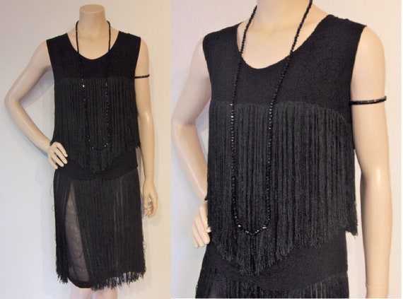 Flapper Dress 1920s Black Fringed Flapper Dress 1920s Black Fringed