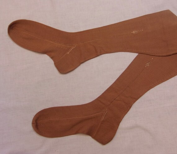 Grand antique cotton seamed stockings w/embroider… - image 2