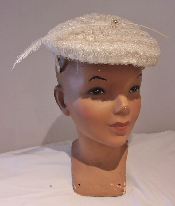 Pretty 1950s White Faux Straw Saucer 