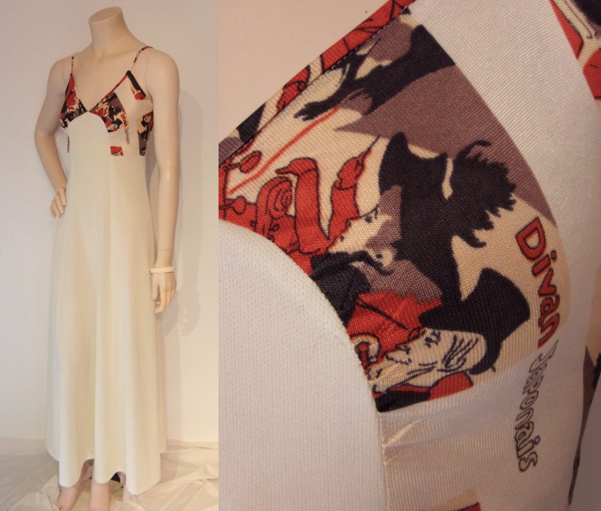 Image of Ace S Novelty Print Divan Japonais Toulouse Lautrec Maxi Dress Bust "-"