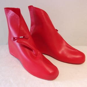 Cool vintage rubber overshoes / booties in red UK 3 / US 5  1950s 1960s