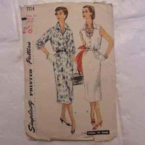 Chic 1955 tailored dress pattern w/sleeve options Bust 32&quot; Original Paper Pattern