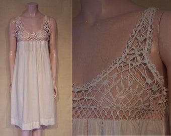 Extraordinary 1910s cotton slip / chemise w/crochet cups and straps Bust 34"-35"