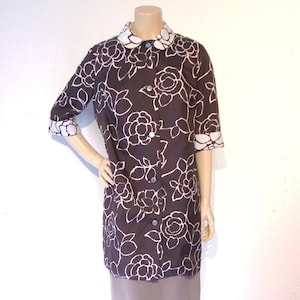 Cool 1960s John Selby print lightweight coat w/contrast collar, cuffs Small/Medium size