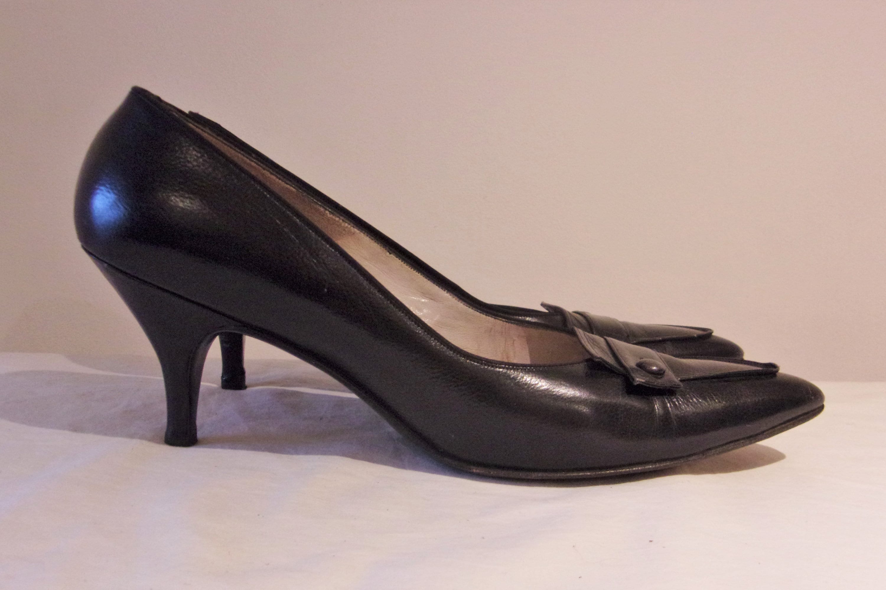 Beautiful 1950s Black Stilettos W/tailored Details US 8 / UK 6 - Etsy UK