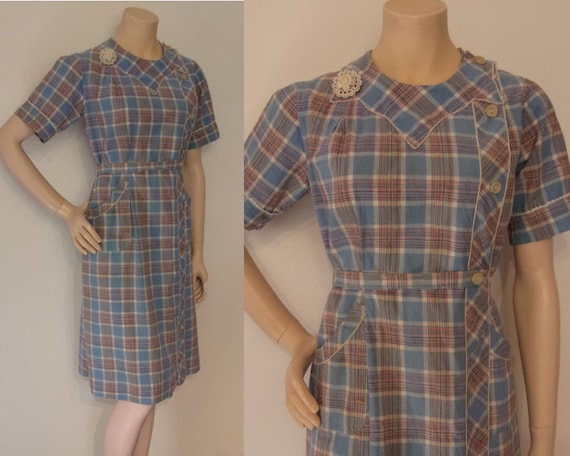 Adorable 1930s cotton wrap house dress bust 35" ic
