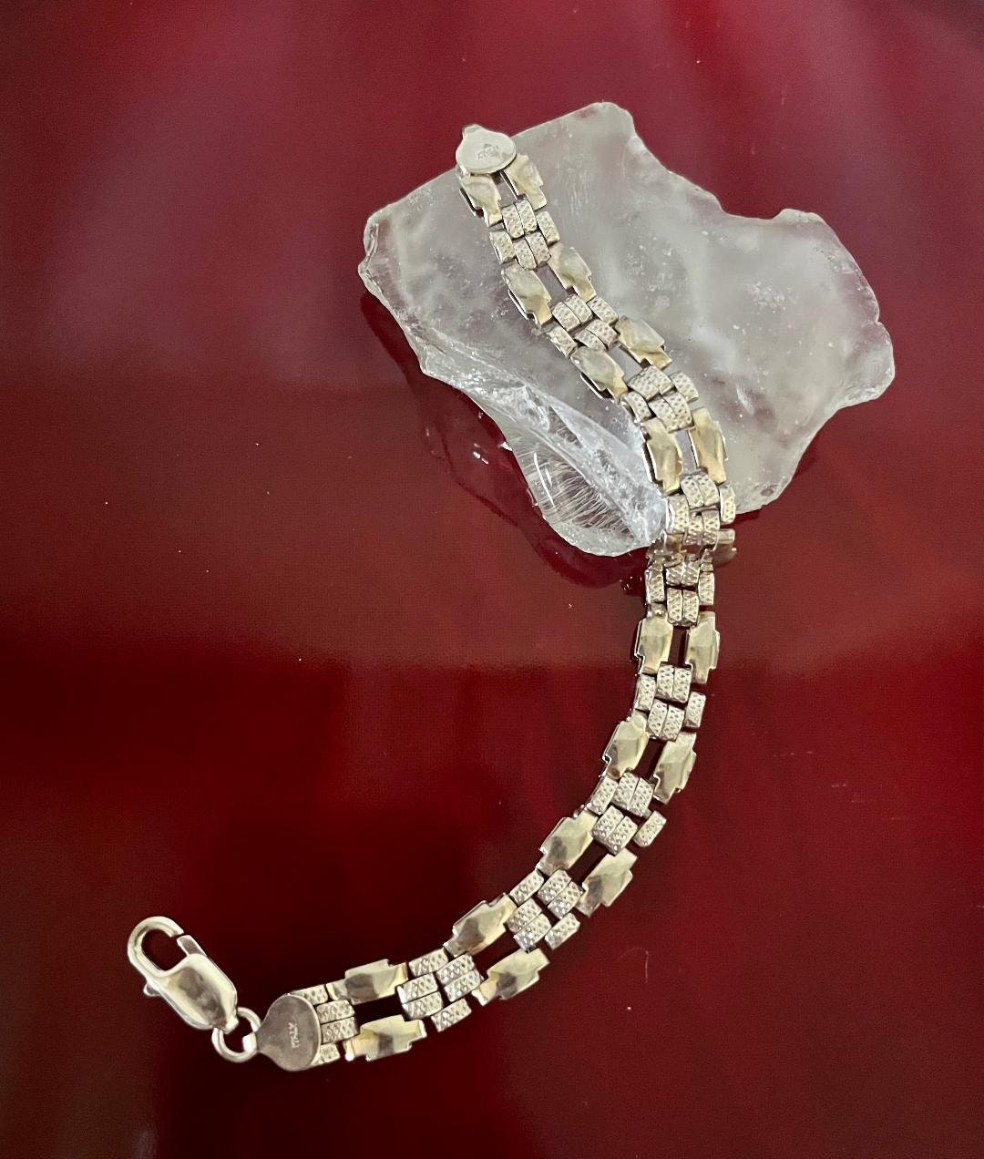 Sterling Silver 7 1/4” L and 3/8” W. Double Links. 925 Italy
