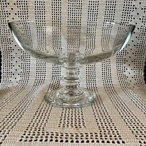 Signed Belgium Artist Val St Lambert Compote/Serving Bowl 1950s  Clear Crystal  Glass  Free Shipping USA