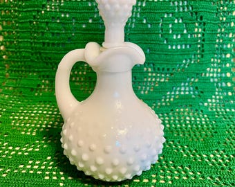 Avon Hobnail Milk Glass Vanity Cruet w/ Stopper