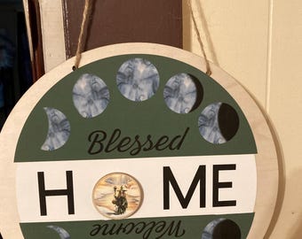 Handcrafted Pagan Interchangeable Welcome Sign with 12 Disks
